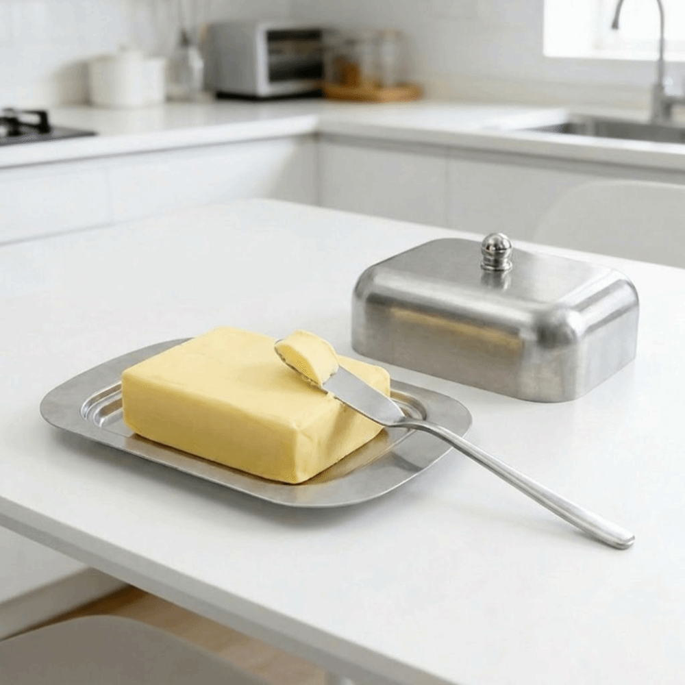 Food Storage Oven Safe - Plato para mantequilla de acero inoxidable