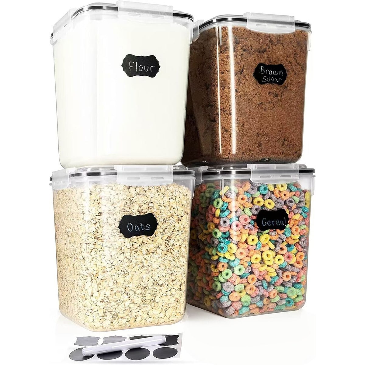 Food Storage Labels - Juego de 4 recipientes grandes para