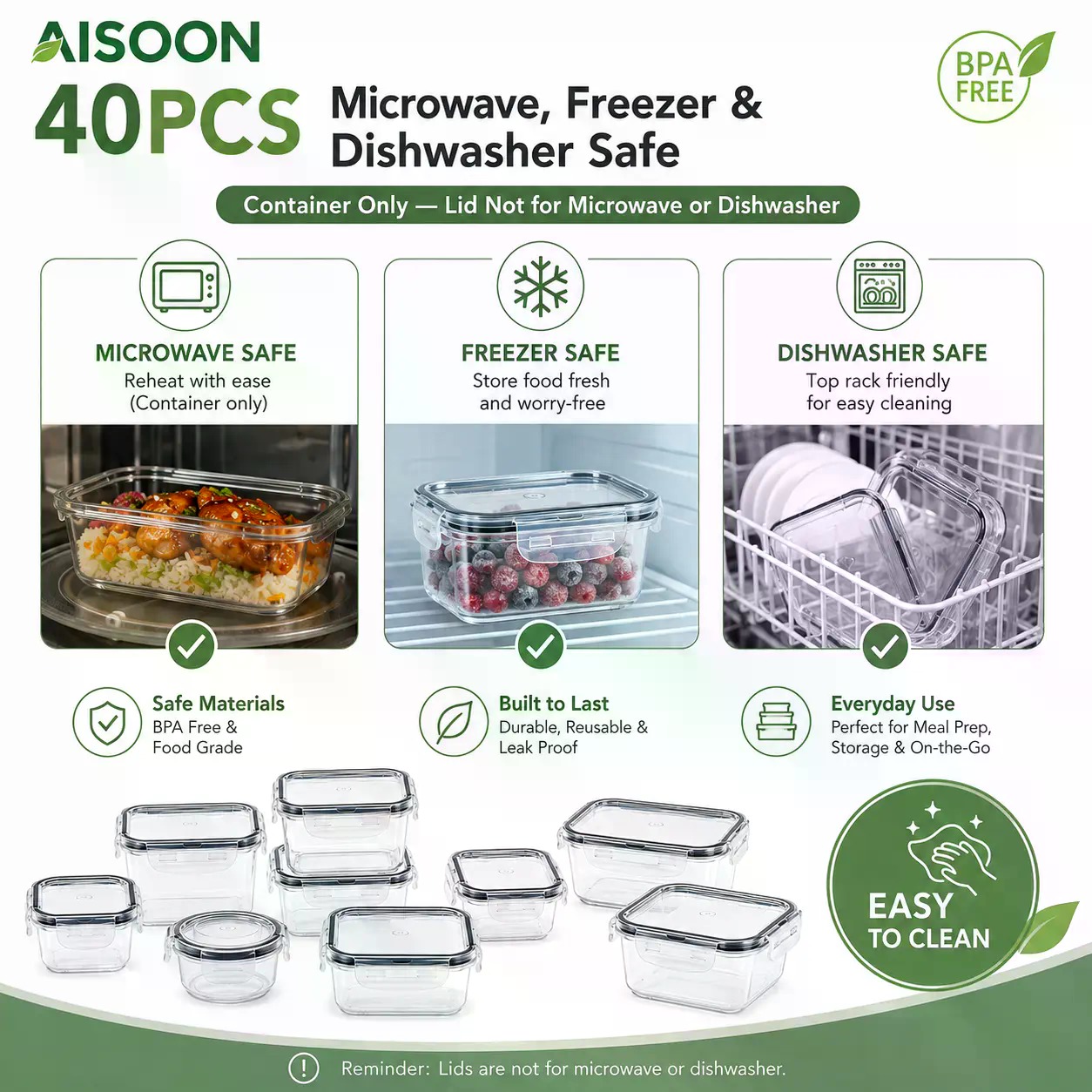 Juego de 40 Recipientes de Alm - Food Storage Meals reseña y precio