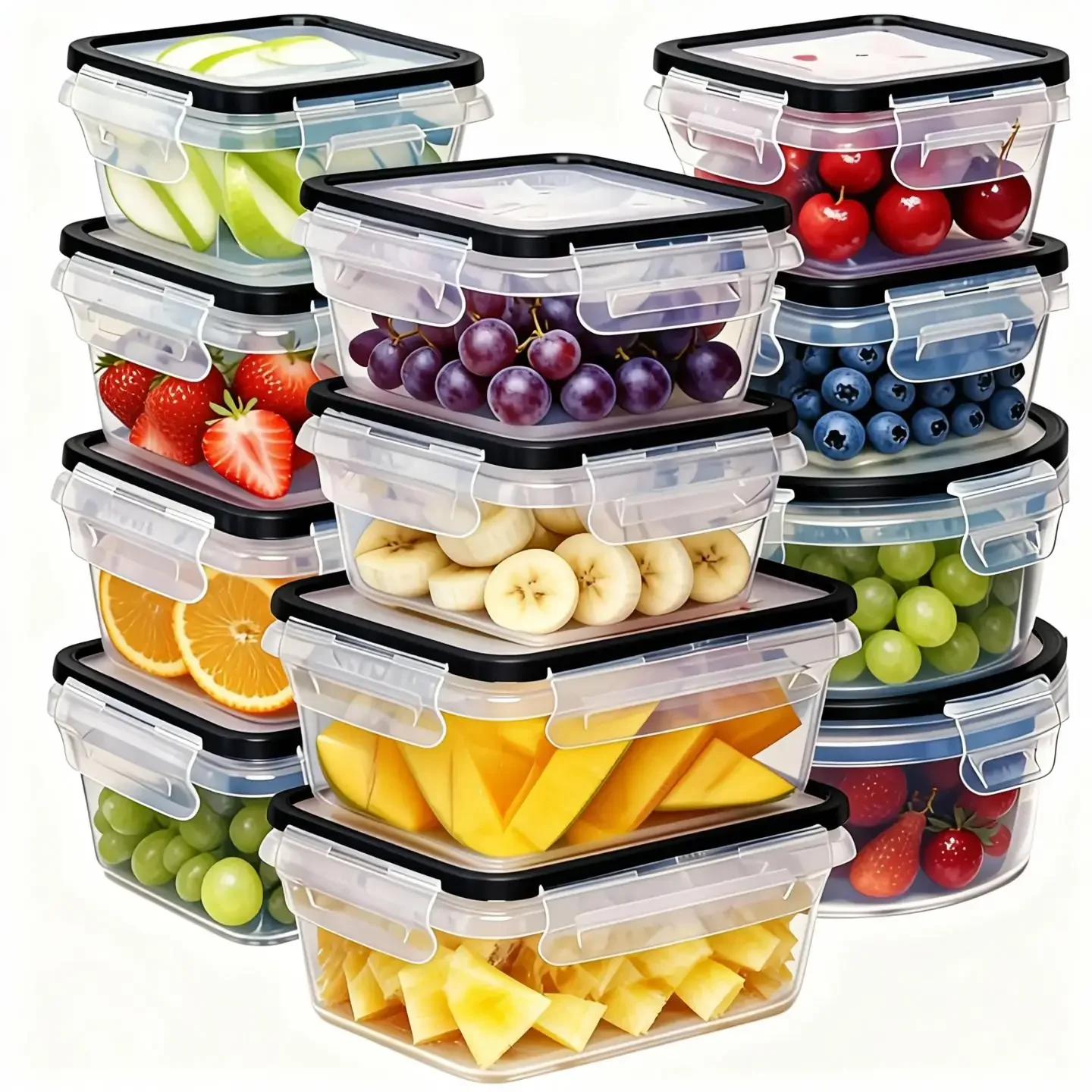 Juego de 12 recipientes hermét - Food Storage Oven Safe reseña y precio