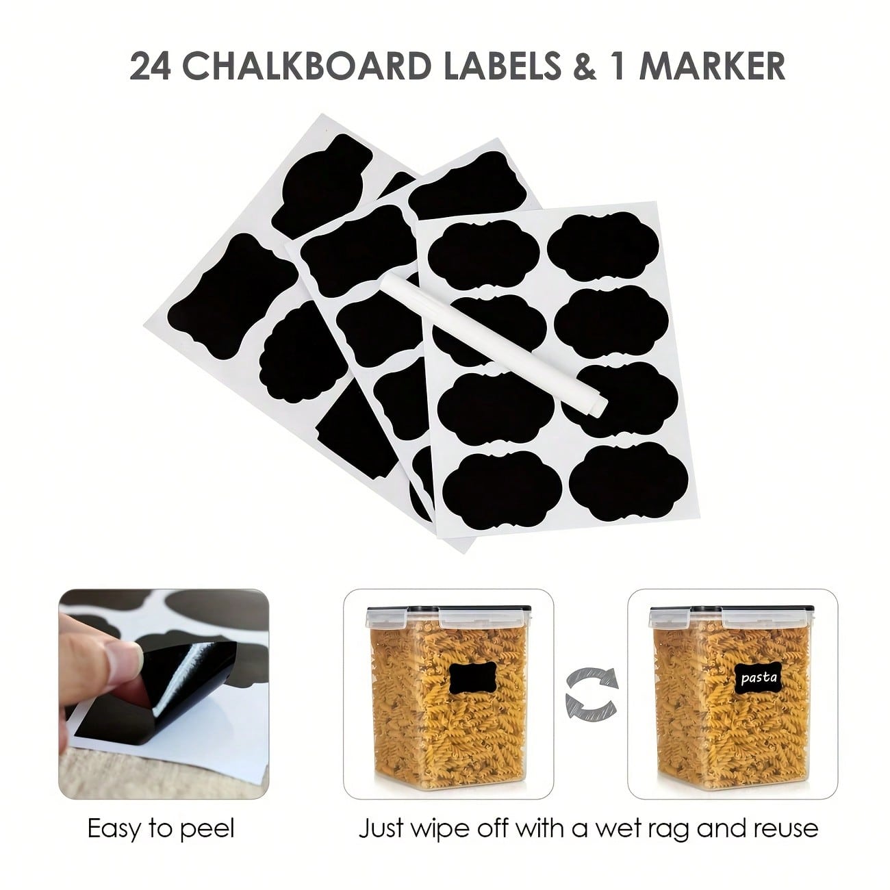 Juego de 4 recipientes grandes - Food Storage Labels reseña y precio